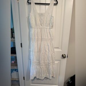 White Cotton Lace Maxi Dress Wedding Honeymoon Shower Reception Garden J. Lee